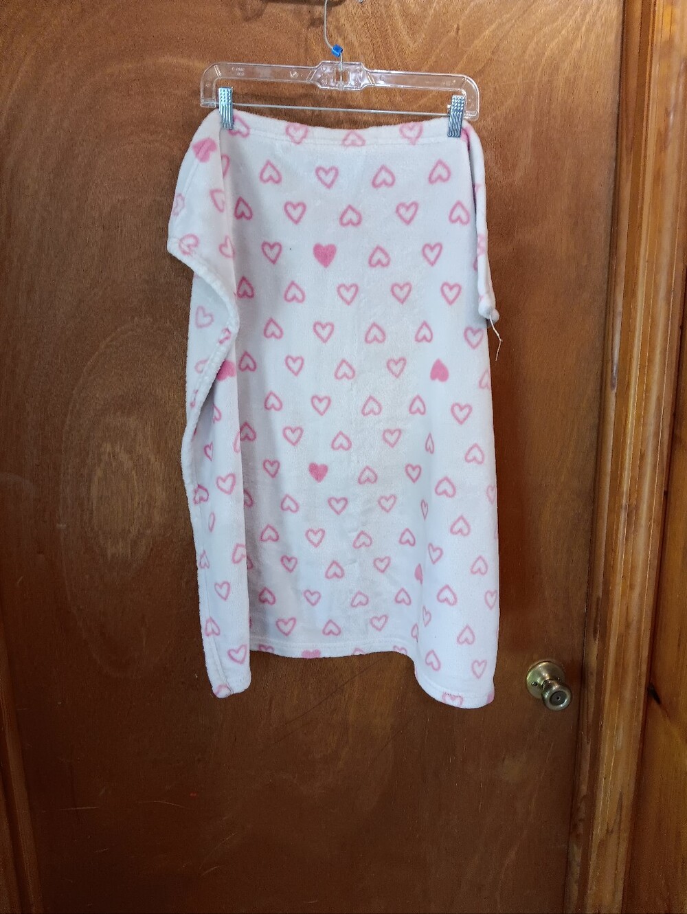 child of mine White Plush Blanket with Pink Heart Accents